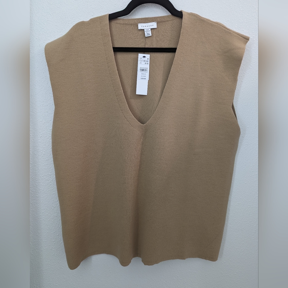 Topshop Tan V-Neck Sweater